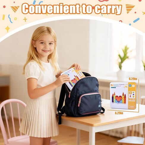 Travel-Friendly Mini Magnetic Tiles with Portable Magnetic Case - Educational Toys for Kids at Home, Car & Travel 56PCS in Kuwait