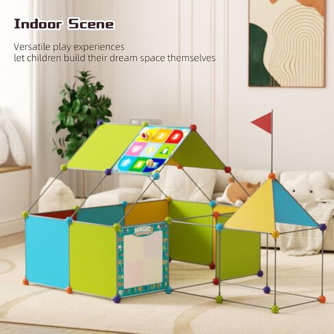 DIY Kids Building Playhouse Kit – STEM Construction Play Toy with Easy Snap Connectors, Target Game Board & Water Drawing Canvas – Indoor & Outdoor Activity Tent for Boys & Girls 3+ in Kuwait