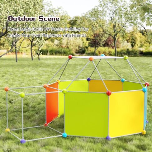DIY Kids Building Playhouse Kit – STEM Construction Play Toy with Easy Snap Connectors, Target Game Board & Water Drawing Canvas – Indoor & Outdoor Activity Tent for Boys & Girls 3+ in Kuwait