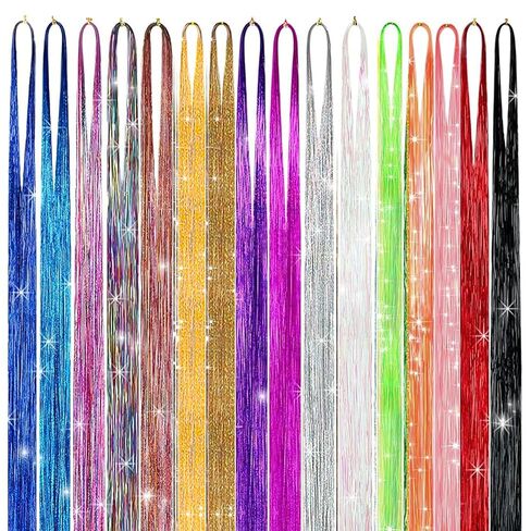 Fairy Hair Tinsel Kit 4800+ Strands 16 Colors 48" HR Glitter Tools in Saudi Arabia