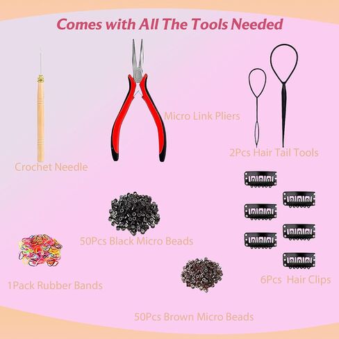 Fairy Hair Tinsel Kit 4800+ Strands 16 Colors 48" HR Glitter Tools in Saudi Arabia