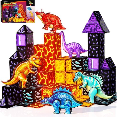 GobiDex Magnetic Tiles Lava & Cave Dinosaur Toys for Kids 3-5 5-7 in Saudi Arabia