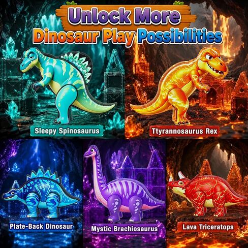 GobiDex Magnetic Tiles Lava & Cave Dinosaur Toys for Kids 3-5 5-7 in Saudi Arabia