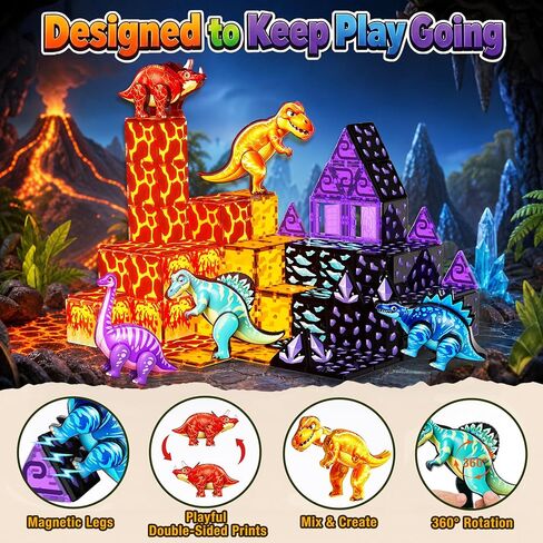 GobiDex Magnetic Tiles Lava & Cave Dinosaur Toys for Kids 3-5 5-7 in Saudi Arabia