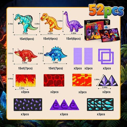 GobiDex Magnetic Tiles Lava & Cave Dinosaur Toys for Kids 3-5 5-7 in Saudi Arabia