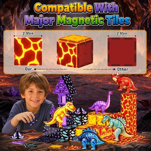 GobiDex Magnetic Tiles Lava & Cave Dinosaur Toys for Kids 3-5 5-7 in Saudi Arabia