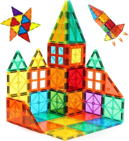 FNJO Magnetic Tiles, 100PCS STEM Building Blocks Toy Set for Kids in Kuwait