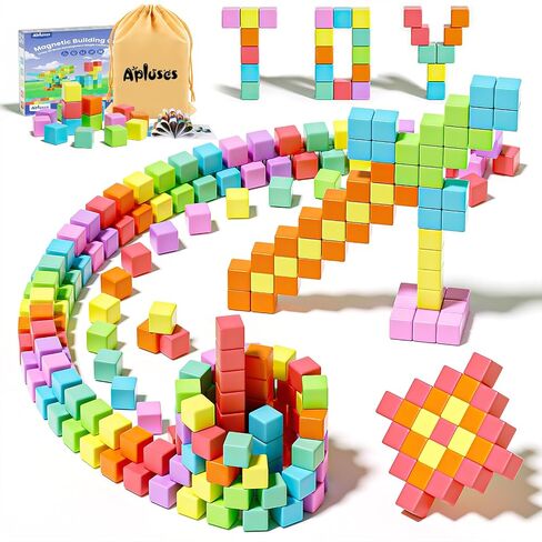 Apluses 42PCS Magnetic Blocks, Gifts for 3 4 5 6 Year Old, Magnet Building Blocks for Kids, Girls & Boys, Sensory - Montessori - Autism - Magnetic Toys for Kids Ages 3-5 4-8 in Saudi Arabia