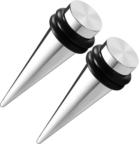 Pair of 316L Surgical Steel Polished Taper Expander Ear Plugs Rubber O-rings Stretcher Piercing Jewelry Stretching Earring in Kuwait