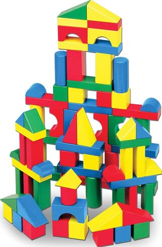Melissa & Doug 100 Wooden Building Blocks with Storage Box in Kuwait