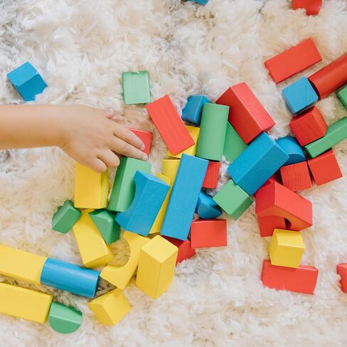 Melissa & Doug 100 Wooden Building Blocks with Storage Box in Kuwait