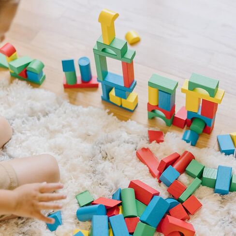 Melissa & Doug 100 Wooden Building Blocks with Storage Box in Kuwait