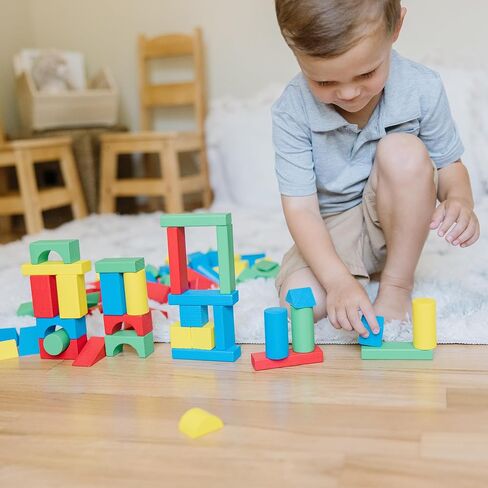 Melissa & Doug 100 Wooden Building Blocks with Storage Box in Kuwait