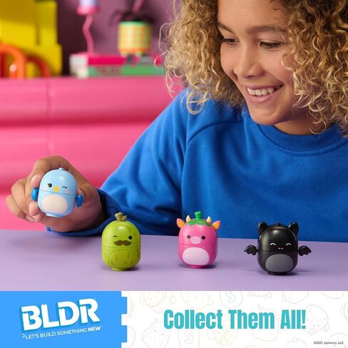 BLDR Squishmallows Buildable Figure - Emily the Bat, Bebe the Bluebird, Cleary the Strawberry Cow, Charles the Pickle- Squishmallows Fans 6+, 0226 in Kuwait