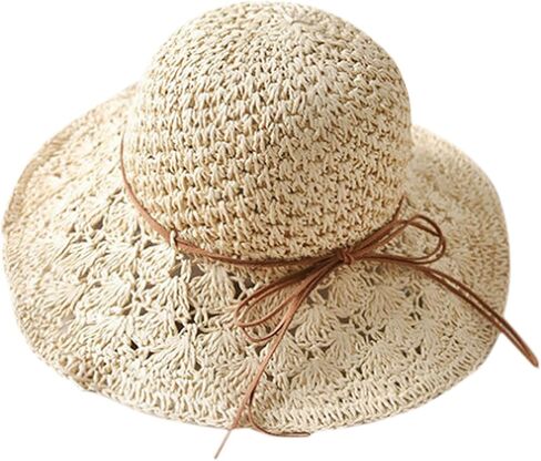 Baby Girl Summer Bowknot Straw Hat Wide Brim Sun Protection Beach Caps in Kuwait