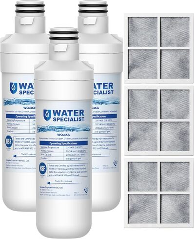 Waterspecialist LT1000PC ADQ747935 MDJ64844601 NSF Certified Refrigerator Water Filter and Air Filter, Replacement for LG® LT1000P®, LT-1000PC and LT120F®, 3 Combo in Kuwait