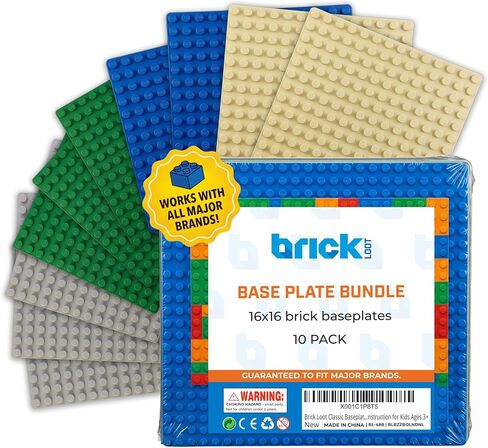 Brick Loot 10-Pack 16x16 Baseplates, 5x5 Building Plates for Creative Play in Kuwait