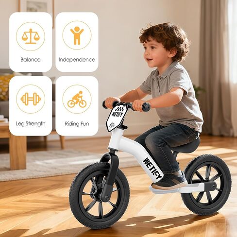 WETIFY Balance Bike 2 Year Old, 2-5 Year Old Toddler Balance Bike, No Pedal Bikes with Adjustable Handlebar & Seat, 2 3 4 5 Year Old Boyds Girls Birthday Gifts Toys in Kuwait