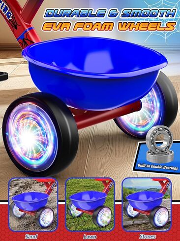 Tricycle for Toddlers 1-3 3-5 Year Olds, Spider Toddler Bike Baby Balance Bike with Colorful Lighting Wheels & Large Basket, Birthday Gift and Toy for 1 2 3 4 5 Year Olds Boys and Girls in Saudi Arabia