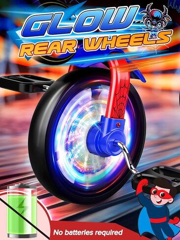 Tricycle for Toddlers 1-3 3-5 Year Olds, Spider Toddler Bike Baby Balance Bike with Colorful Lighting Wheels & Large Basket, Birthday Gift and Toy for 1 2 3 4 5 Year Olds Boys and Girls in Saudi Arabia
