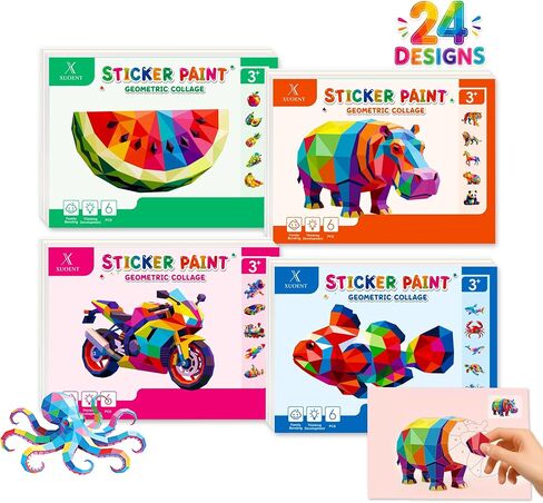 Xuoent Brain Games Sticker by Number, 4-Pack Sticker Activity Books in Kuwait