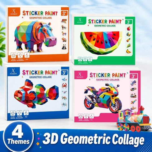 Xuoent Brain Games Sticker by Number, 4-Pack Sticker Activity Books in Kuwait