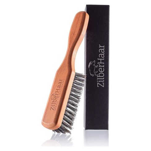 Beard Brush by ZilberHaar - Stiff Boar Bristles - Beard Grooming Brush for Men - Straightens and Promotes beard growth - Works with Beard Oil and Balm to Soften Beard – For beard kits - 6 inches long in Kuwait