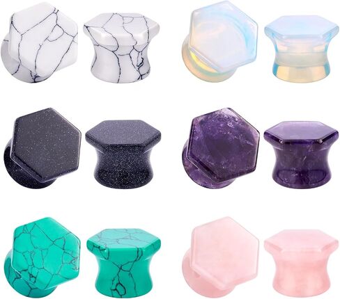 Longbeauty 20/30 Pcs Set Mixed Stone Saddle Double Flared Ear Tunnels Expander Plugs Stretcher 3MM-20MM in Kuwait