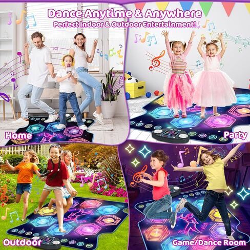 TERRAMUS 【Upgraded】 Dance Mat Toys for 3-12 Year Old Girls Boys, Electronic Light-up Dance Pad with Wireless Bluetooth 8-Buttons 9 Levels, Dancing Mat for Kids Music Game Xmas Birthday Gifts Toddler in Saudi Arabia