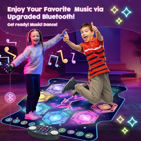 TERRAMUS 【Upgraded】 Dance Mat Toys for 3-12 Year Old Girls Boys, Electronic Light-up Dance Pad with Wireless Bluetooth 8-Buttons 9 Levels, Dancing Mat for Kids Music Game Xmas Birthday Gifts Toddler in Saudi Arabia