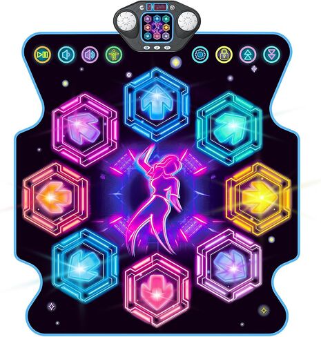 TERRAMUS 【Upgraded】 Dance Mat Toys for 3-12 Year Old Girls Boys, Electronic Light-up Dance Pad with Wireless Bluetooth 8-Buttons 9 Levels, Dancing Mat for Kids Music Game Xmas Birthday Gifts Toddler in Saudi Arabia