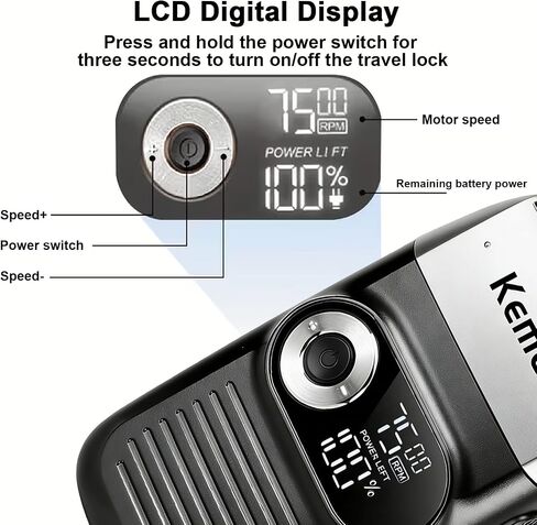 KEMEI Razor Barber for Men,Electric Razor Rechargeable with Beard Trimmer,Cordless Lithium Titanium Razor with Travel Case in Kuwait