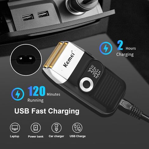 KEMEI Razor Barber for Men,Electric Razor Rechargeable with Beard Trimmer,Cordless Lithium Titanium Razor with Travel Case in Kuwait