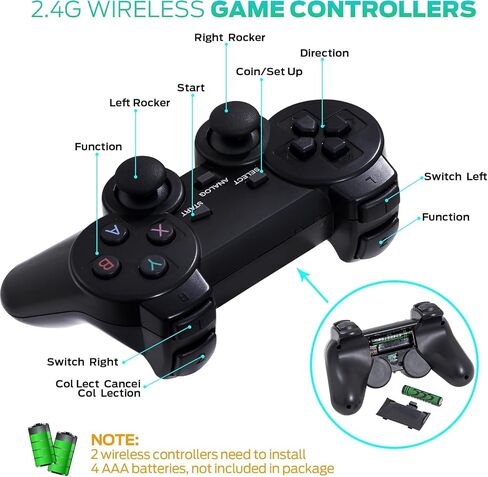 Retro Game Console, Retro Gaming Console with Built-in 9 Emulators, 25200+Games, 4K HDMI Output, Dual 2.4GHz Wireless Controller, Plug and Play Video Game Console (Deep Black) in Saudi Arabia