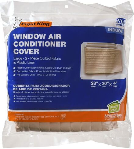 Frost King, Large, fits units up to 20" x 28" AC11H Indoor Quilted 2-Piece Standard Air Conditioner Cover, 20in Wide x 28in Long, Beige in Kuwait