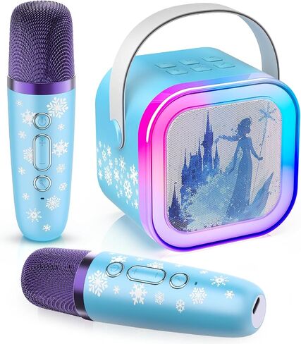 Mini Karaoke Machine for Kids Ages 3-12: Portable Bluetooth Speaker with 2 Wireless Microphone, LED Light Show for Kids 3 4 5 6 7 8 9 10 Year Old Girls Toys Birthday Gifts Toddler in Saudi Arabia