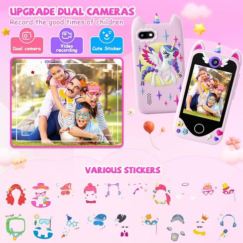 Kids Smart Phone for Girls Gifts - Toddler Christmas Birthday Gift for Age 3 4 5 6 7 8 9 10 Year Old, Kids Cell Phone Toy with Touchscreen, Dual Cameras, Learning, Music Player, Games with 32 GB Card in Saudi Arabia