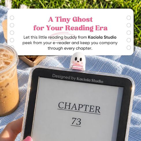 Ghost Buddy Charm for Kindle, Sticky Peeker Charm for E-Reader Tablet or Laptop, Compatible with Kindle, Bookish Gift for Book and Spooky Lovers in Saudi Arabia