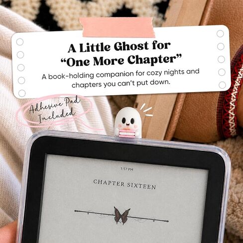 Ghost Buddy Charm for Kindle, Sticky Peeker Charm for E-Reader Tablet or Laptop, Compatible with Kindle, Bookish Gift for Book and Spooky Lovers in Saudi Arabia