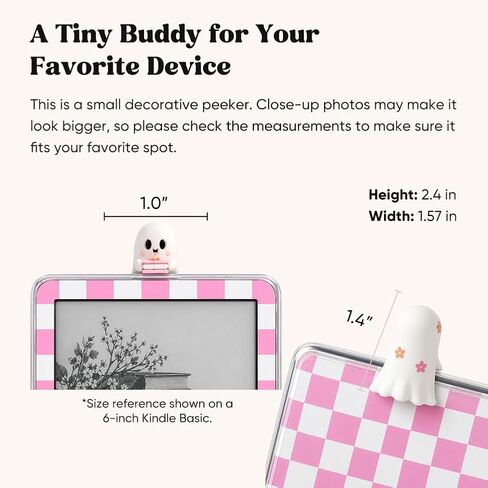 Ghost Buddy Charm for Kindle, Sticky Peeker Charm for E-Reader Tablet or Laptop, Compatible with Kindle, Bookish Gift for Book and Spooky Lovers in Saudi Arabia