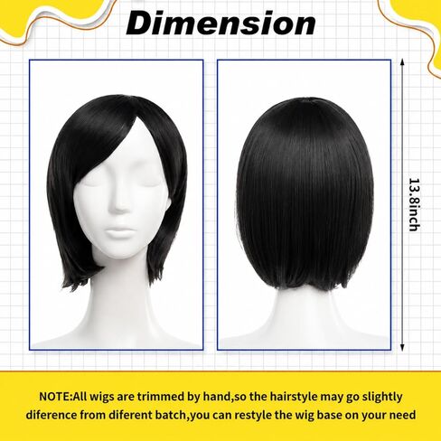 Xinnun 3 Pieces Halloween Yellow PVC Raincoat with Detachable Hood Blue Short Straight Wig Elastic Hair Net for Halloween (90-120 cm) in Kuwait