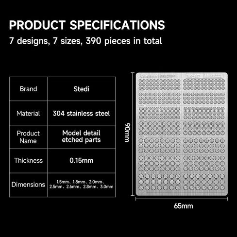 stedi Model Photo Etched Parts, Metal Detail Upgrade Parts, Gundam Upgrade Kit,Photo Etch Set,for Gundam Models,1/100 MG, 1/144 RG, RE, and HG Models, Model Customization Kit, 390PCS (2 Sheets) in Saudi Arabia
