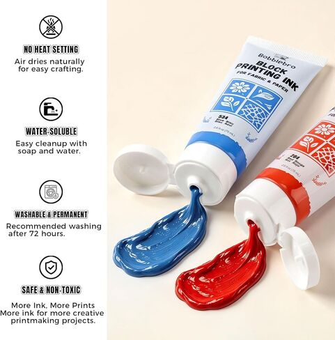 Block Printing Ink Set, 6 Colors, 2.6 oz Each, for Fabric & Paper in Saudi Arabia