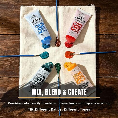 Block Printing Ink Set, 6 Colors, 2.6 oz Each, for Fabric & Paper in Saudi Arabia