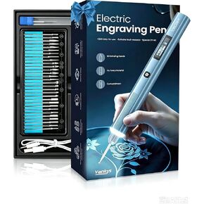 Electric Etching Tool Kit, Cordless Rechargeable Engraving Pen with LED Light, 31 Bits, 5 Speed Settings, Multipurpose DIY Carving Set for Metal Wood Glass Plastic （Ice gray） in Kuwait