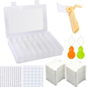 Embroidery Floss Organizer, Cross Stitch Thread Storage Box Tools - Bobbin Winder, 1 Removable 24 Compartments with 40 Hard Plastic Floss Bobbins and Stickers for Craft DIY Embroidery Sewing Storage in Kuwait