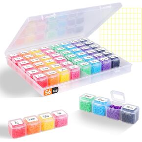 Rolett 56 Grids Bead Storage Containers with 110Pcs Label Stickers in Kuwait