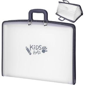 11x17 Kids Art Portfolio - Accordian File Organizer with 13 Pockets, Art Portfolio for Kids with Handle and Zipper Closure - Oxford Cloth, Frosted Translucent Artwork Folder for Children - 1 Pack in Kuwait