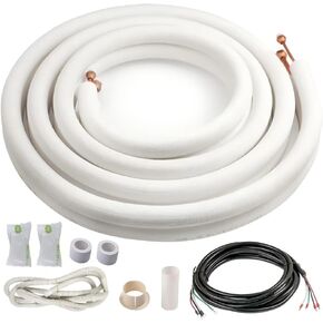 ICOOL 16 Ft. Mini Split Line Set, 1/4" & 3/8" O.D. Twin Copper Pipes, 3/8" Thickened PE Insulated Coil Copper Line for Air Conditioner HVAC Refrigeration and Heating Equipment, with Fittings in Saudi Arabia