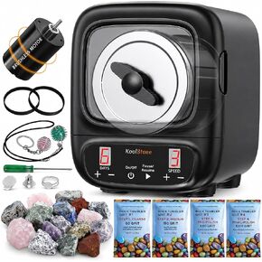 C1 Pro Max Professional Rock Tumbler Kit - Large 3LB Capacity & Brushless Motor, Up to 6X More Noise Cancelling, Ultra Quiet Rotary Polisher with Full Accessories, Ideal for Adults Kids in Kuwait